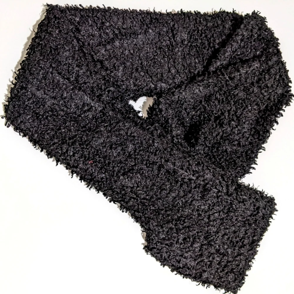 Black curly Sherpa teddy poodle winter circle versatile comfy warm Terry scarf